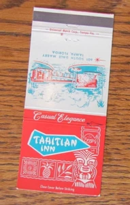 FUNDA TIKI MATCHBOOK: TAHITIAN INN TAMPA, FLORIDA CUBIERTA VACÍA -C24 - Imagen 1 de 3