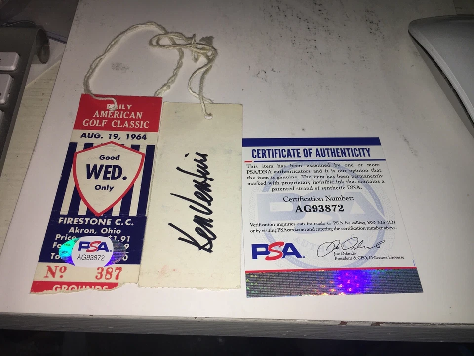 Билет победителя Кена Вентури 1964 American Golf Classic PSA DNA - Изображение 1 из 1