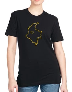 Colombia Map Rosary Unisex Black T-shirt - Picture 1 of 5