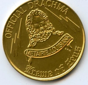 .Mardi Gras Doubloon Krewe of Zeus 1971 aluminio oro - Imagen 1 de 2