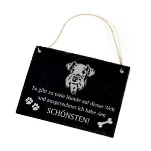 Hundeschild Airedale Terrier Schild aus Schiefer - Ich habe den schönsten - 22cm