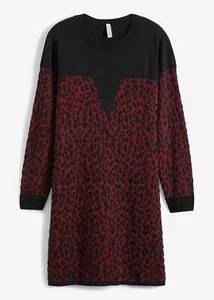 Strickkleid Gr. 40/42 Schwarz Bordeaux Leo Damen Langarm Mini-Kleid Neu* - Bild 1 von 1