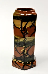 Vaso 9,5" ceramica smaltata a goccia esagonale epoca Arti e Mestieri Peters and Reed anni '10 - Foto 1 di 11