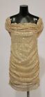 Double Crazy Womens Off Shoulder Ruched Sequin Bodycon Dress LV5 Rose Gold Large