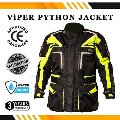 ViPER Men Textile Motorcycle CE Approved Jacket Waterproof Python Touring Gear - Image 1 of 2