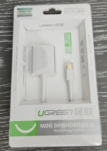 U Green Mini Displayport To HDMI Converter Adapter, White Cord, NEW - Picture 1 of 3