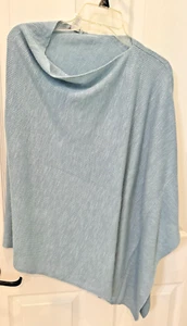 J Jill Leinen Poncho Pullover Sea Glass Blau One Size Leinenmischung Oversized - Bild 1 von 4