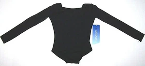Danskin Leotard Bodysuit Long Slv LS Nylon Classic Black New Child Toddler 2 3 - Picture 1 of 6