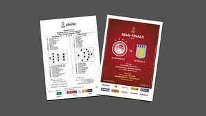 OLYMPIACOS Greece ASTON VILLA England 2024 ECL S FINAL FAN 12 pg A4+ OFFICIAL LU - Picture 1 of 2