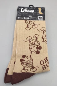 NEW Disney Mickey Mouse Oh Boy Crew Brown Socks Size 9-13 - Picture 1 of 2