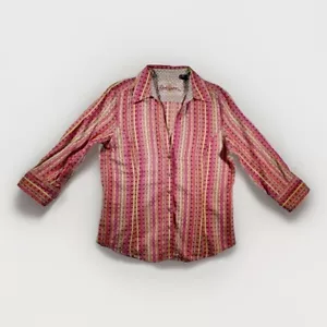 Camicia donna Robert Graham L colorata a righe con bottoni polsino paisley reversibile - Foto 1 di 19