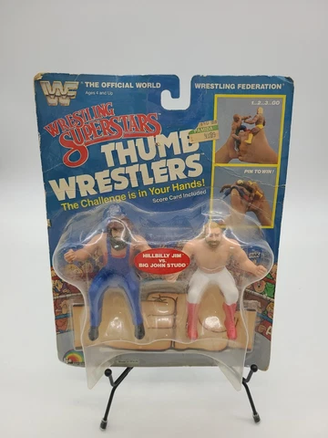 1985 LJN WWF THUMB WRESTLERS HILLBILLY JIM & BIG JOHN STUDD NEW ROUGH CARD Cover