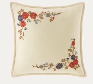 Ralph Lauren Macall Embroidery 18" x 18" Decorative Pillow Cream $255 😃😃 - Picture 1 of 3