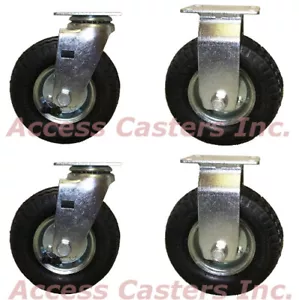 6PNRMSET 6 Inch Pneumatic Caster Wheel Set with Small Top Plate - Picture 1 of 3