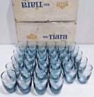34 Vintage Libbey Tiara Bleu Blue Swirl Optic 6 oz. Juice Glasses NM+ CONDITION