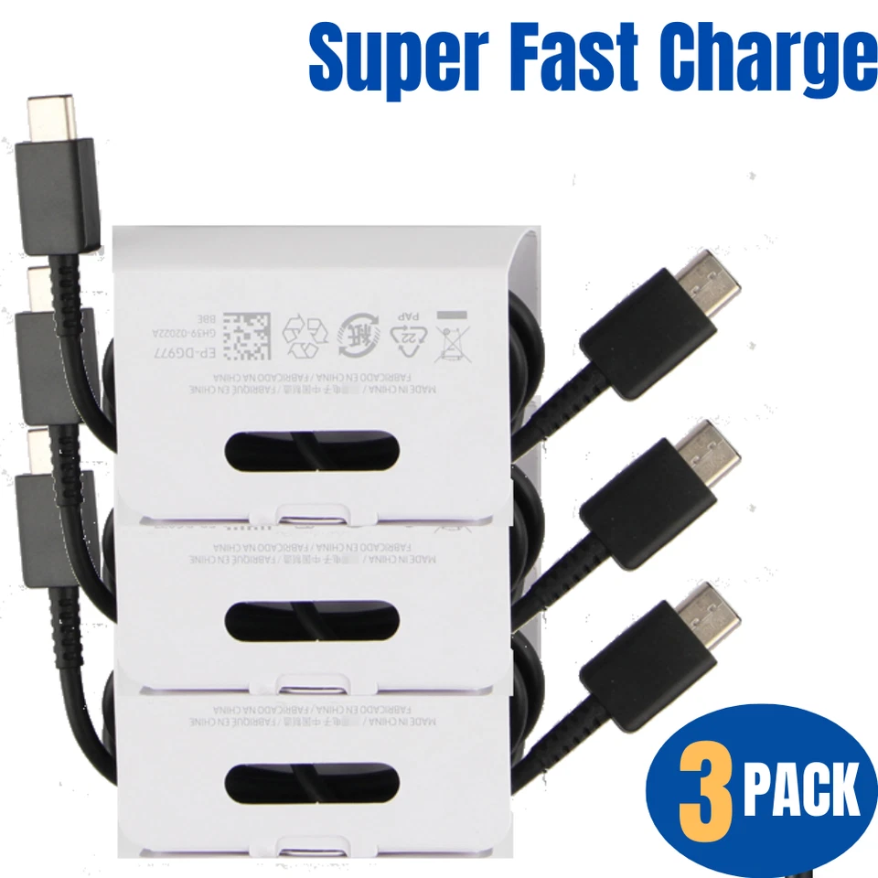 Paquete de 3 cables de carga rápida USB C tipo C cable de sincronización de datos para Samsung HTC LG Android Foto 1 de 4