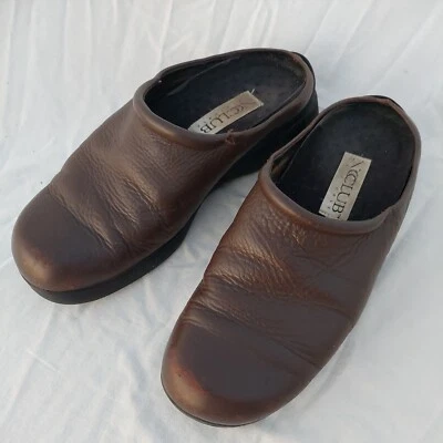 Nicole NCC Club MUJERES 9.5 Cuero Marrón CONFORT ANTIDESLIZANTE Mula Slide Zueco Zapatos Foto 1 de 4