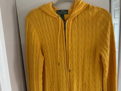 Nueva Sudadera con Capucha Mujer LRL Lauren Active Ralph Lauren Amarilla Tejido con Cable 2 Bolsillos Talla M Foto 1 de 4