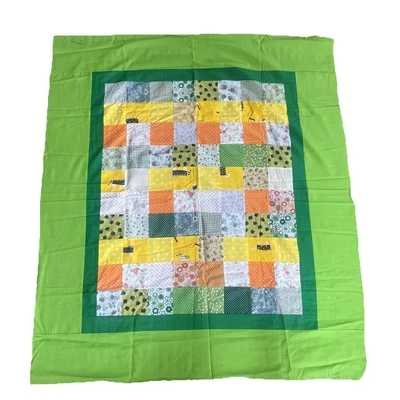 Edredón de bebé casero tela vintage multicolor 42x48 pulgadas Foto 1 de 3