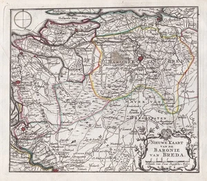 Breda Bergen-op-Zoom Willemstadt Oosterhout Brabant mapa mapa mapa de Leth 1750 - Imagen 1 de 1