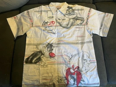 Lote 29 Camisa Looney Tunes Para Hombres Abotonada XL Taz Bugs Original Aerógrafo Nueva Con Etiquetas Foto 1 de 4