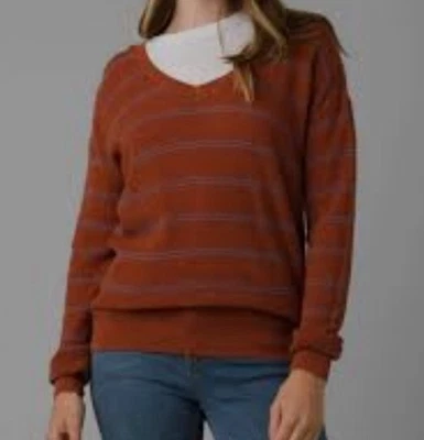 Suéter PrAna Milani Clásico Normcore Cuello en V Tejido Waffle Rayas Para Mujer Talla M Foto 1 de 4