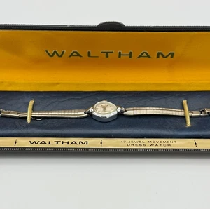 Vintage Ladies WALTHAM 17 Jewel Swiss Mechanical Teardrop Cocktail Watch w/Box - Picture 1 of 13
