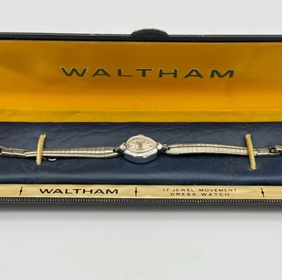 Reloj de cóctel mecánico suizo WALTHAM 17 joyas vintage para dama lágrima con caja Foto 1 de 4