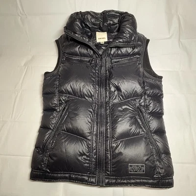 Diesel Real Down Puffer Vest Black Full Zip Nylon Y2K Sleeveless Jacket Size M - Image 1 of 4