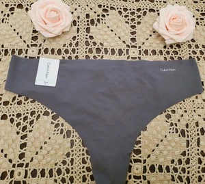 CALVIN KLEIN LOGO Invisibles Gray Charcoal Color Thong - D3428, XL $15.00 nwt - Picture 1 of 8