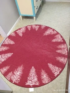 Christmas Round Rug 5ft Area Rug Xmas Tree Rug Washable Rug 5' Round Red - Picture 1 of 3
