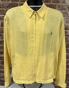 Polo Golf Ralph Lauren Uomo Giacca Lino Grande Giallo Limone Full Zip - Foto 1 di 10