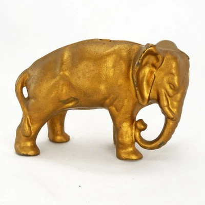 Antique Cast Iron Elephant Bank Gold Patina Circa 1910 - Image 1 of 4