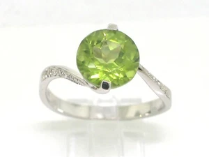 Peridot Ring 585 Weißgold 14Kt Gold natürlicher Peridot 2,8ct 14 Brillanten - Bild 1 von 5