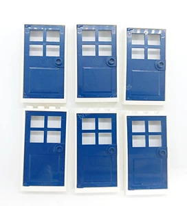 LEGO 6 x TAN DOOR FRAMES AND 6 x DARK BLUE DOORS (1x4x6 pin) - Brand New - Picture 1 of 4