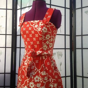 1960s MALIA Hawaiian Orange floral Vintage mini dress W25 S xs sundress - Picture 1 of 9