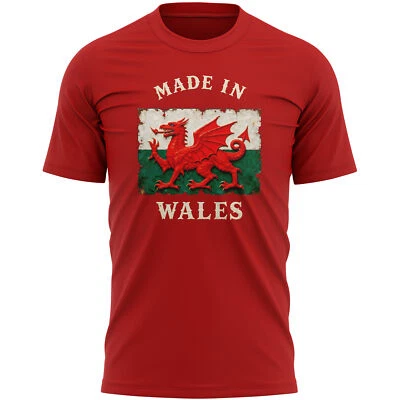 THE CLOTHING SHED Welsh T Shirt Made in Wales Tee Proud Welshman Top Gift for Him Dad Grandad P...