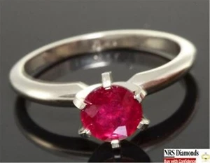 1.60ct Natural Red Ruby Solitaire Solid 14K White Gold Ring Wedding Bridal Dress - Picture 1 of 4