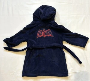 Boy's Batman Robe Gap Kids Blue w/ Bat Symbol Hood Ears Size 4 DC Comics Fuzzy - Picture 1 of 10