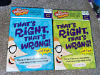 That’s Right That’s Wrong Educational Game Katz Lot Of 2 For First Second Grade