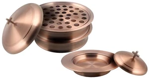 2 Communion Trays & 1 Bread Plate, with Covers | Rose Gold Copper Finish - Photo 1 sur 8