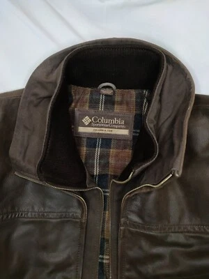 Columbia braun Lederjacke Herren Gr. L echt Leder Sportswear Jacke gefüttert  - Bild 1 von 4