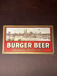 PROTOTIPO DÉCADA 1940 Cincinnati Burger Cerveza Cerveza Letrero Lata Horizonte Único en su Tipo - Imagen 1 de 7