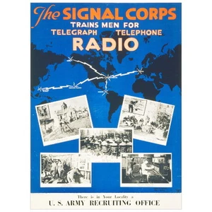IMÁN NEVERA póster de reclutamiento de Signal Corp, 1919 Guerra Mundial Ejército de EE. UU. - Imagen 1 de 7