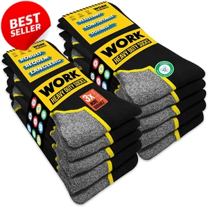 10 Pairs Work Crew Socks for Men Black Durable Comfortable Size L 9-11 - Picture 1 of 12