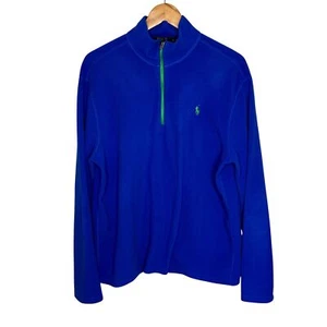 Polo Ralph Lauren Jacket Mens 2XL Blue Fleece Performance 1/4 Zip Green Pony XL - Picture 1 of 8