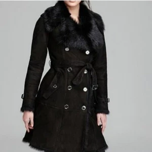 Burberry Double-Breasted Leather Shearling Trench Coat 6 - Picture 1 of 7