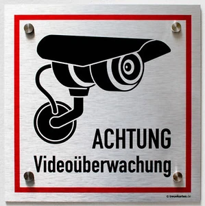 Videoüberwacht Schild silber Warnschild Videoüberwachung Kamera 1 - Bild 1 von 8