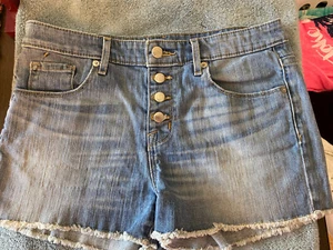 EUC Mossimo Denim Butoon Fly Shorts, 6 Stretch Ladies - Picture 1 of 4