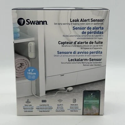 NIB Swann Indoor Smart Water Leak Detector SWIFI-LEAK-GL WiFi Leak Alert Sensor - Image 1 of 4